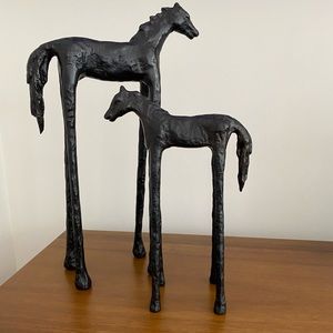 Pottery Barn Bronze Sculptural Horses.